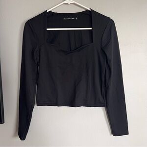 Abercrombie Sweartheart Squareneck  Long Sleeve Top Black M
